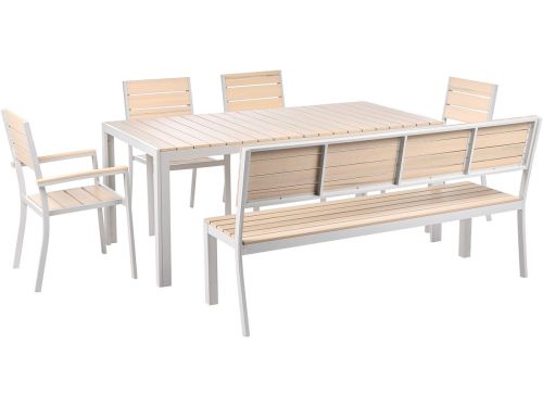 BELIANI COMO/PRATO - Tuintafel met bank en stoelen - Beige/Wit