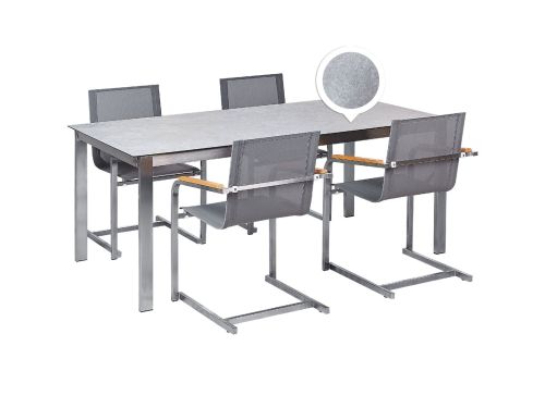 BELIANI COSOLETO - Tuinset 4 persoons - Grijs - Graniet/Glas