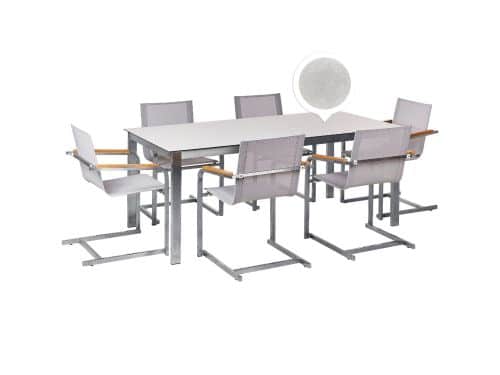 BELIANI COSOLETO - Tuinset 6 persoons - Wit - Graniet/Glas