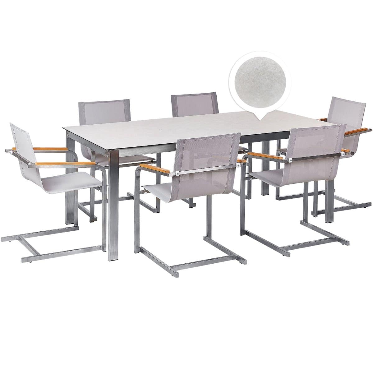 beliani cosoleto tuinset 6 persoons wit graniet/glas