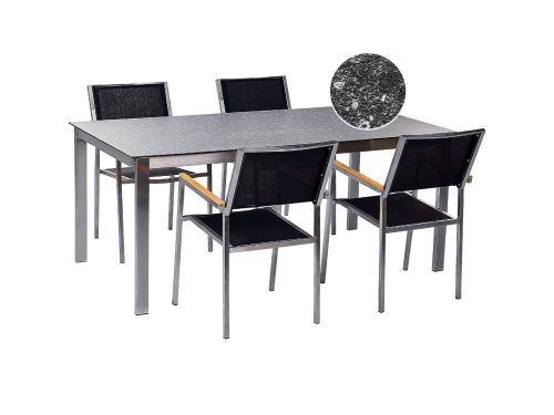 BELIANI COSOLETO/GROSSETO - Tuinset 4 persoons - Zwart - Graniet/Glas
