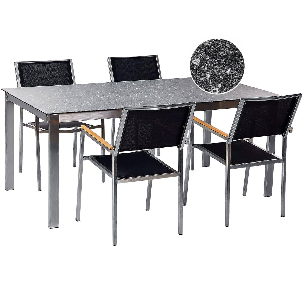 beliani cosoleto/grosseto tuinset 4 persoons zwart graniet/glas
