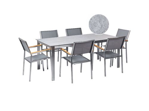 BELIANI COSOLETO/GROSSETO - Tuinset 6 persoons - Grijs - Graniet/Glas