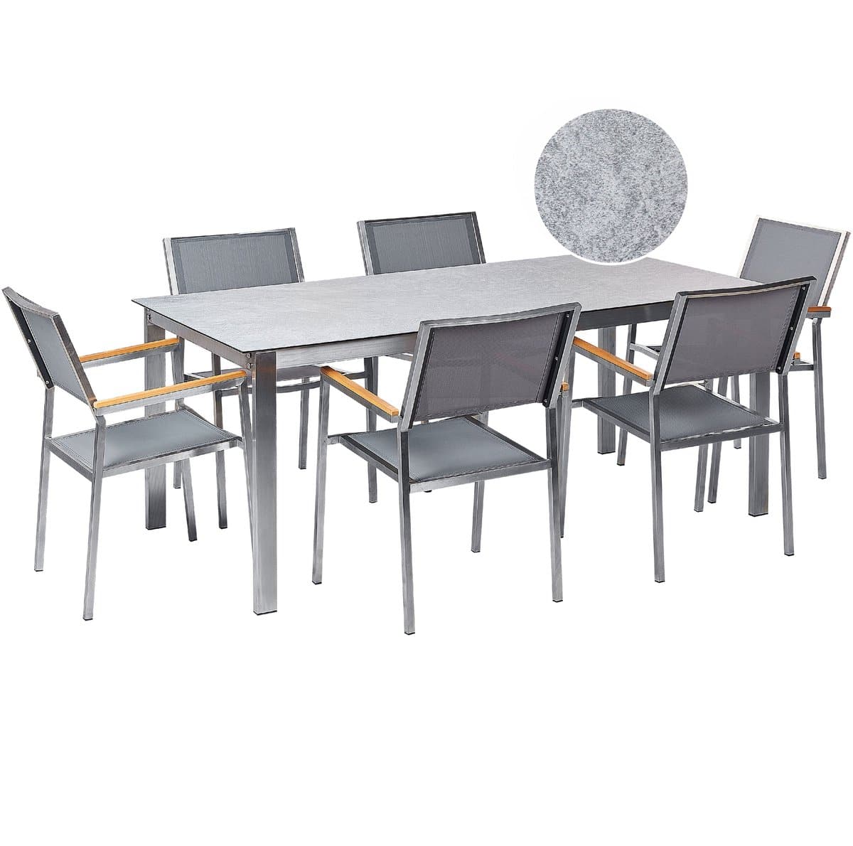 beliani cosoleto/grosseto tuinset 6 persoons grijs graniet/glas