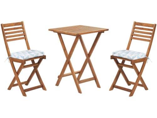 BELIANI FIJI - Bistroset voor 2 - Lichte houtkleur /Blauw