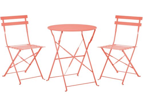BELIANI FIORI - Bistroset voor 2 - Koraalrood - Staal
