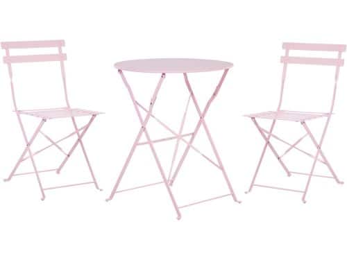 BELIANI FIORI - Bistroset voor 2 - Pastelroze - Staal