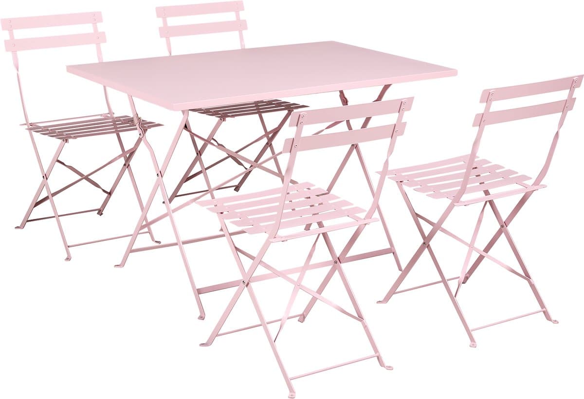 beliani fiori tuinset 4 zits pastelroze staal