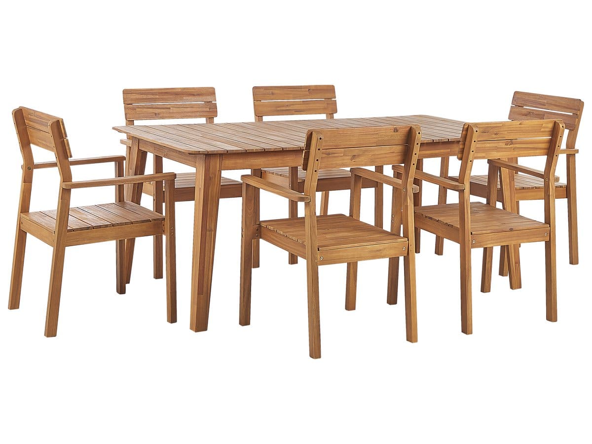 beliani fornelli tuinset voor 6 lichte houtkleur