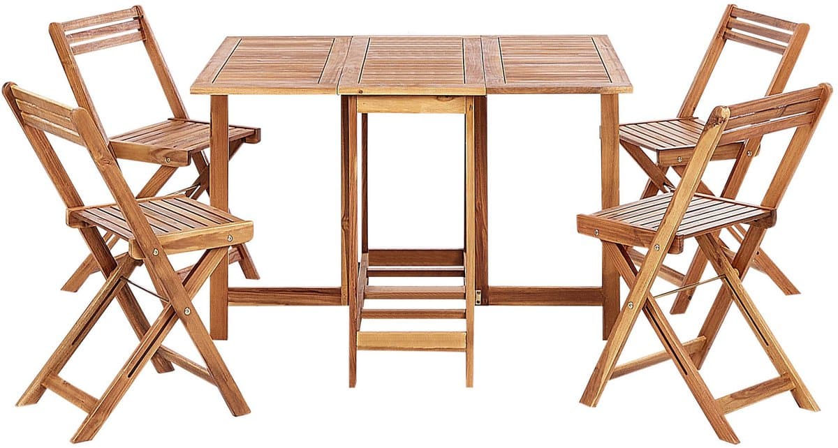 beliani frassine tuinset lichtbruin acaciahout