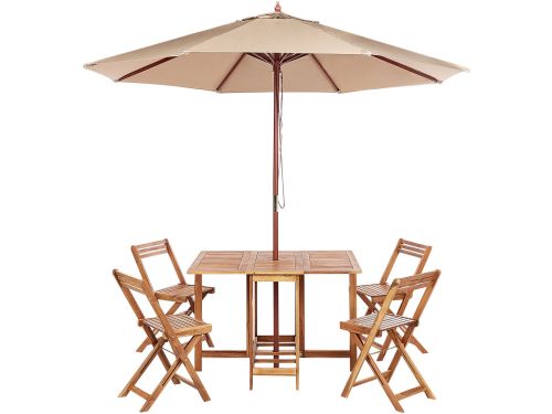 BELIANI FRASSINE - Tuinset met parasol - Lichtbruin - Acaciahout