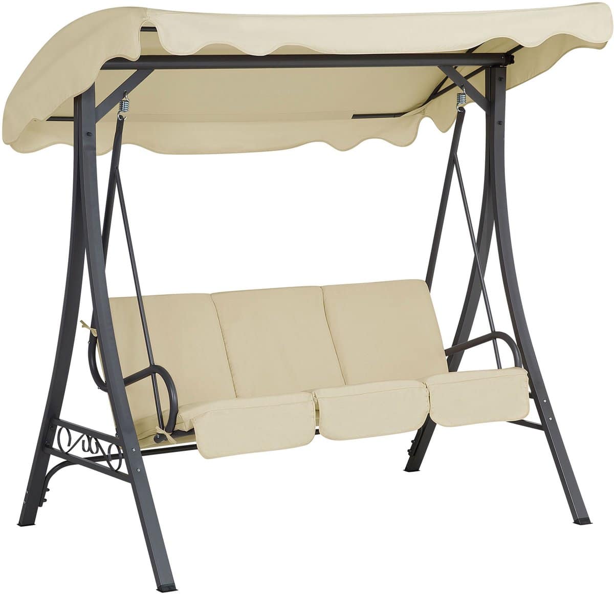 beliani garbo schommelbank beige polyester