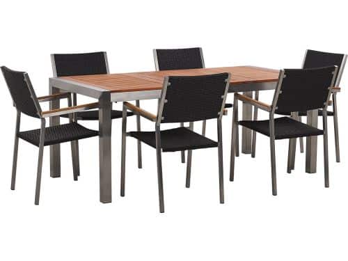 BELIANI GROSSETO - Tuinset voor 6 - Donkergrijs/Donkerhout - RVS