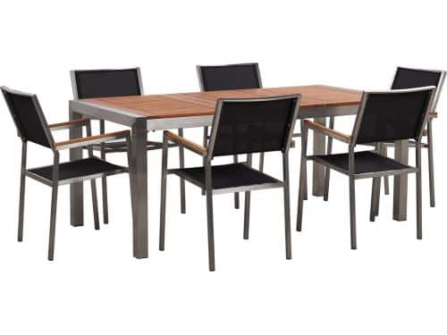 BELIANI GROSSETO - Tuinset voor 6 - Grafietgrijs - RVS