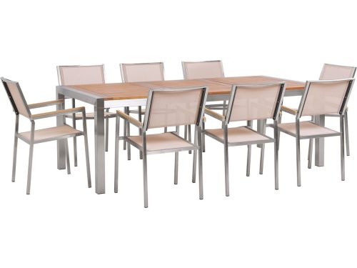 BELIANI GROSSETO - Tuinset voor 8 - Beige - RVS