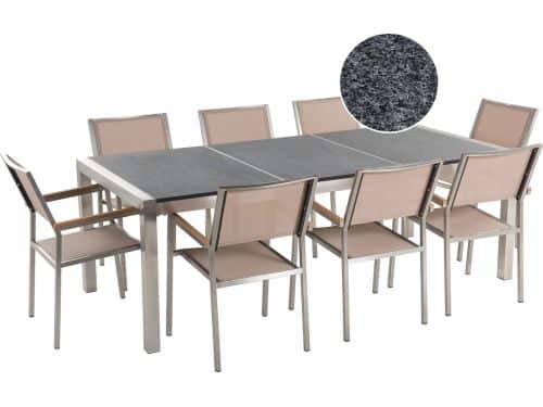 BELIANI GROSSETO - Tuinset voor 8 - Grijs/Beige - Graniet