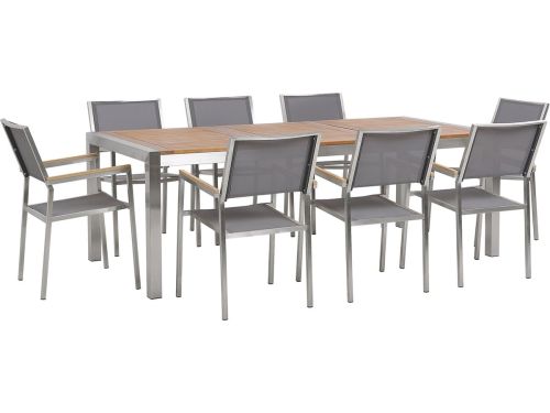 BELIANI GROSSETO - Tuinset voor 8 - Licht hout/Zwart