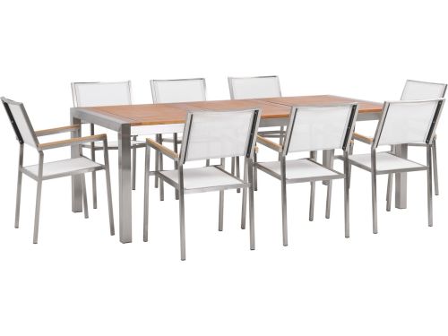 BELIANI GROSSETO - Tuinset voor 8 - Wit - RVS