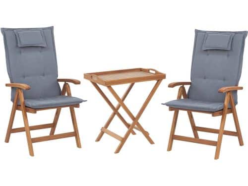 BELIANI JAVA - Bistroset voor 2 - Lichte houtkleur/Blauw