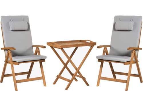 BELIANI JAVA PREMIUM - Bistroset voor 2 - Lichtgrijs