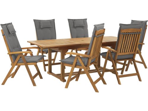 BELIANI JAVA - Tuinset voor 6 - Lichte houtkleur/Grafietgrijs