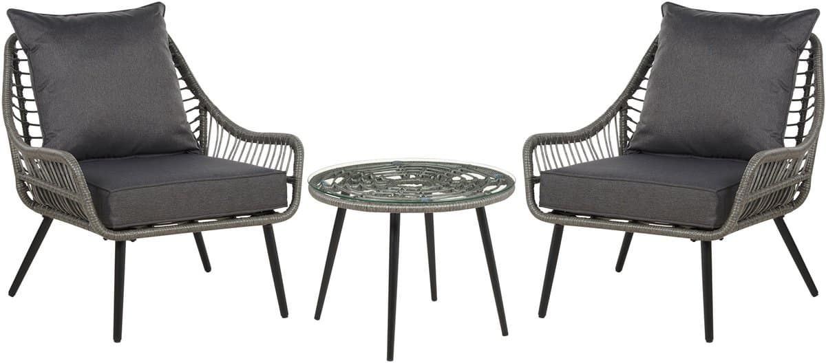 beliani laureto bistroset voor 2 grijs pe