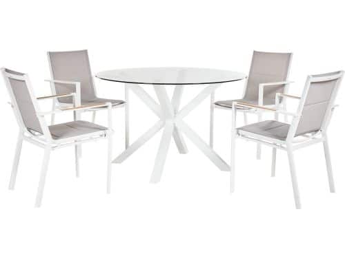 BELIANI MALETTO/BUSSETO - Tuinset voor 4 - Wit - Aluminium/Glas