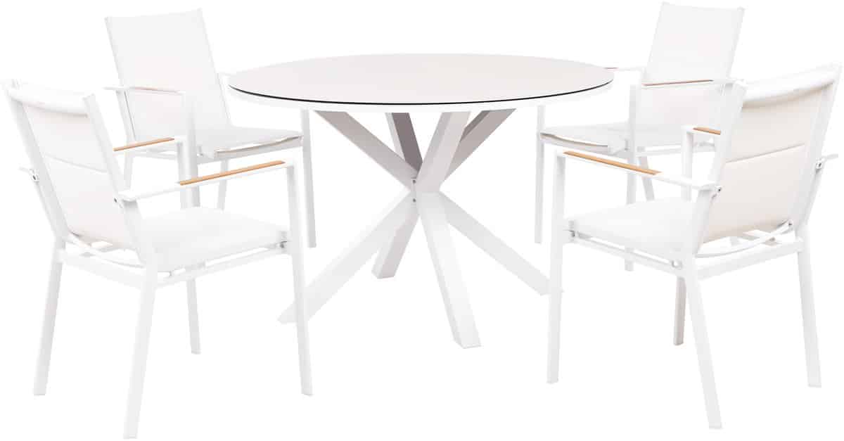 beliani maletto/busseto tuinset voor 4 wit/taupe aluminium