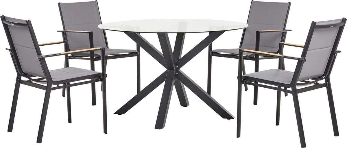 beliani maletto/busseto tuinset voor 4 zwart aluminium