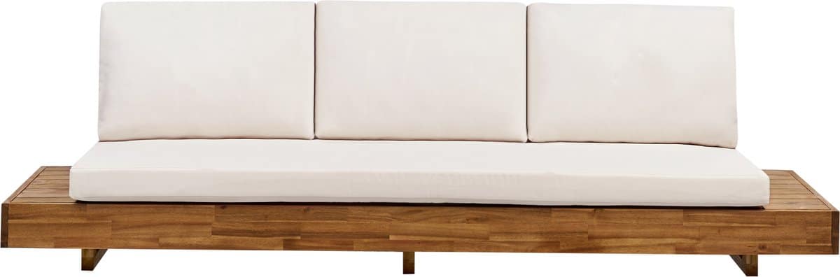 beliani marettimo tuinbank 3 zits gebroken wit acaciahout