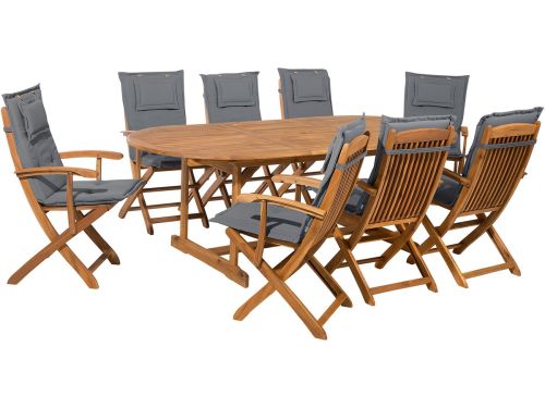 BELIANI MAUI - Tuinset voor 8 - Grafietgrijs - Acaciahout