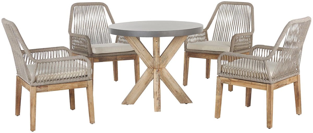 beliani olbia tuinset voor 4 rond beige