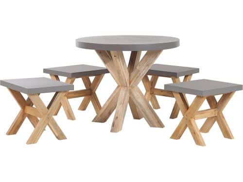 BELIANI OLBIA - Tuinset voor 4 Rond - Grijs
