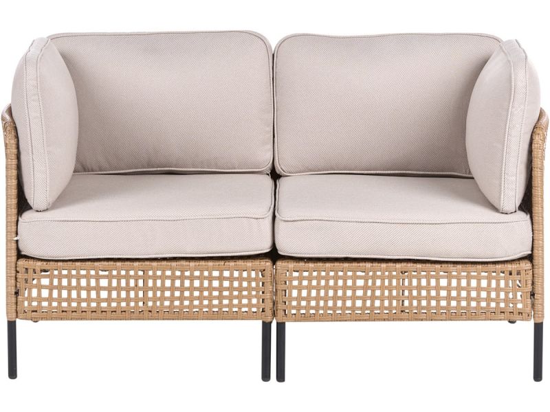 BELIANI OMEGANA - Tweezitsbank - Lichtbeige - PE rotan