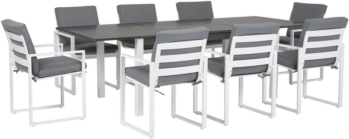 beliani pancole tuinset voor 8 grijs polyester