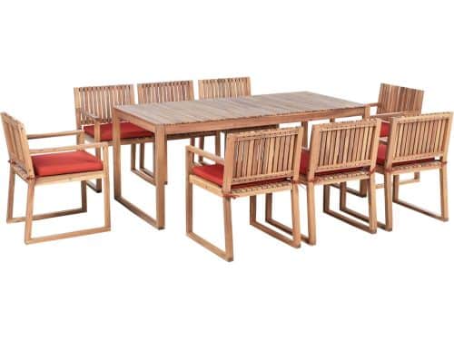 BELIANI SASSARI PREMIUM - Tuinset voor 8 - Lichtbruin/Rood