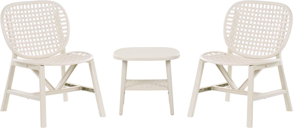 beliani sicelle bistroset gebroken wit polypropyleen