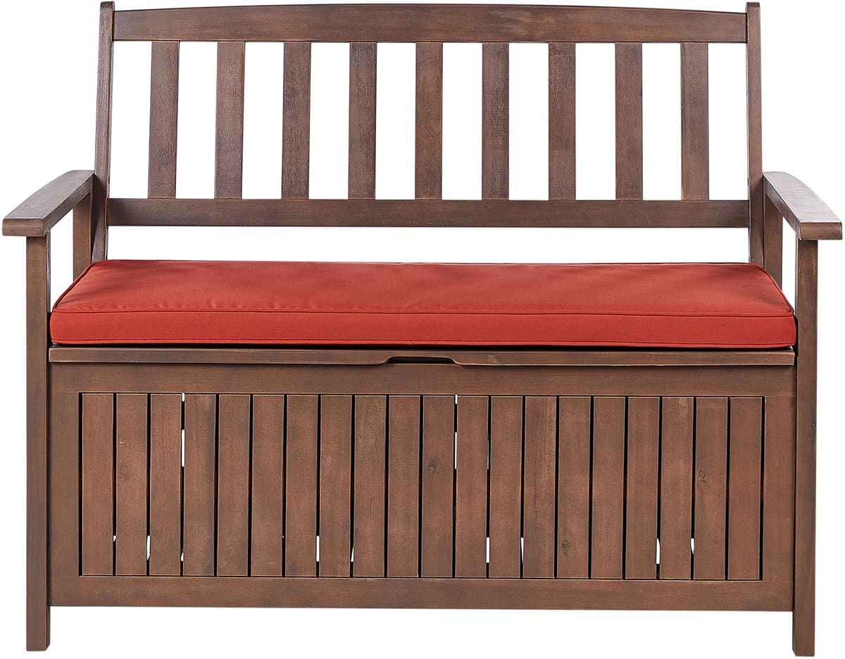 beliani sovana tuinbank donkerhout/rood acaciahout