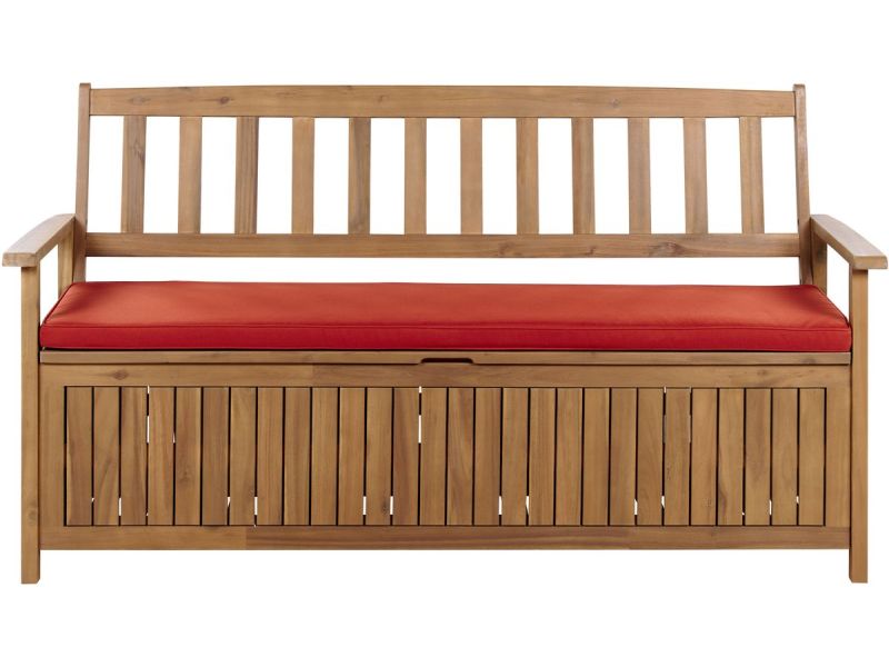 BELIANI SOVANA - Tuinbank met opbergruimte - Lichthout/Rood - Acaciahout