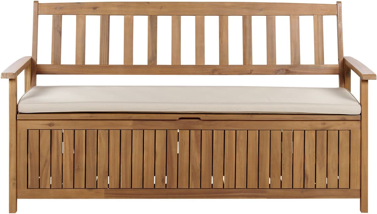 beliani sovana tuinbank met opbergruimte taupe acaciahout