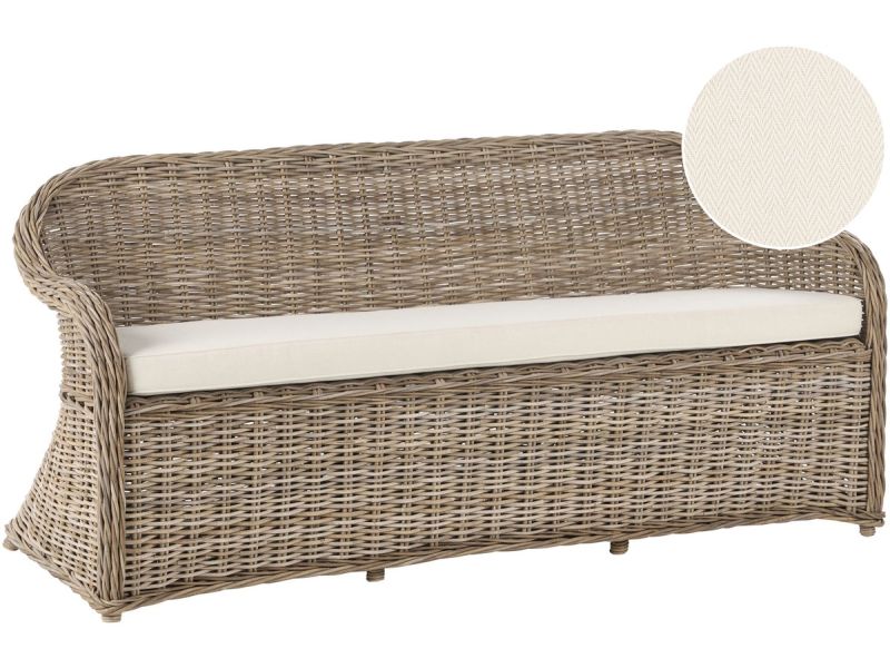 BELIANI SUSUA - Tuinbank - Gebroken wit - Rotan