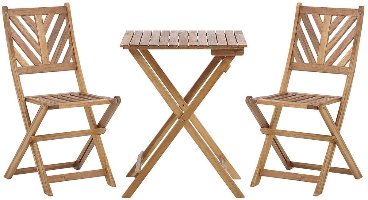 beliani terni bistroset voor 2 lichte houtkleur