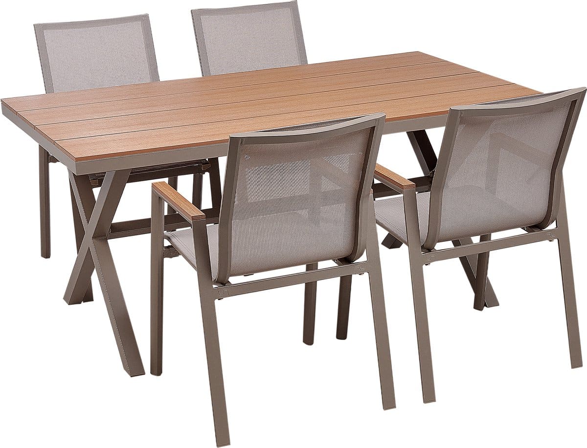 beliani tiano tuinset 4 zits taupe aluminium