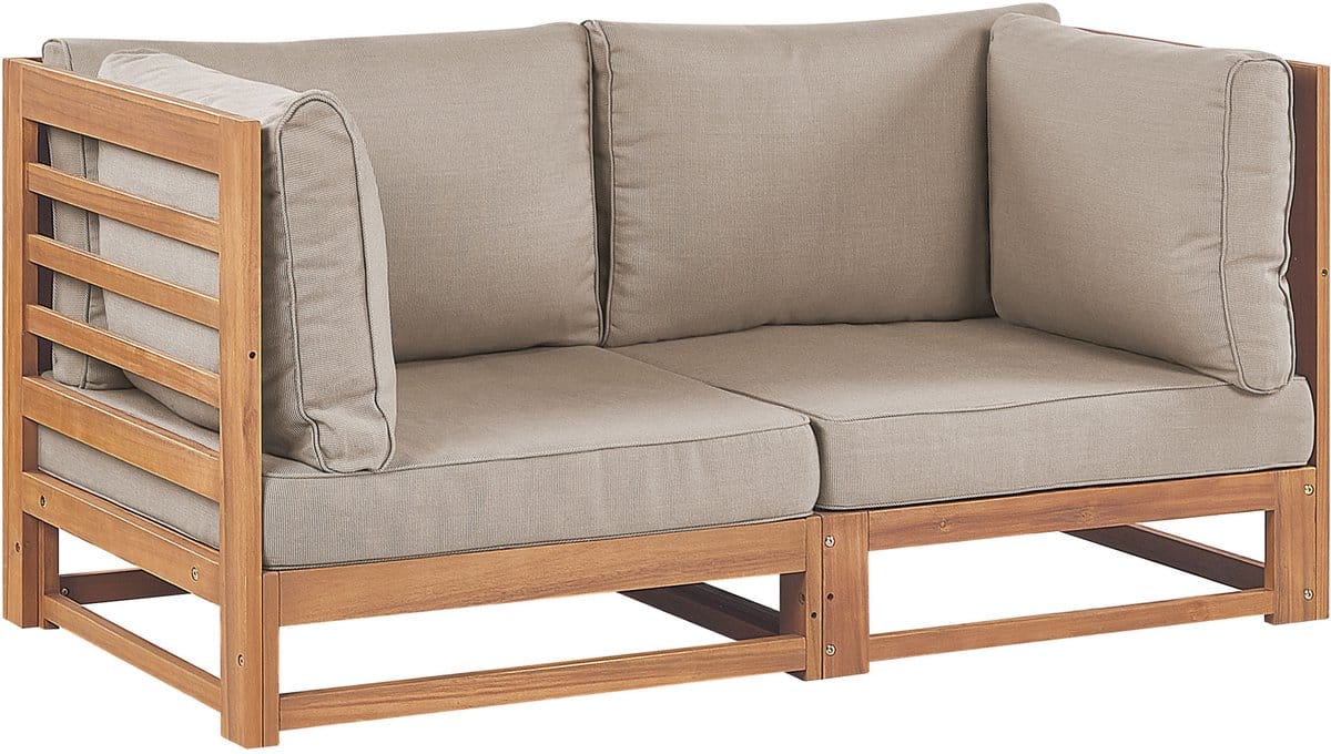 beliani trani tuinbank 2 zits taupe gecertificeerd acaciahout