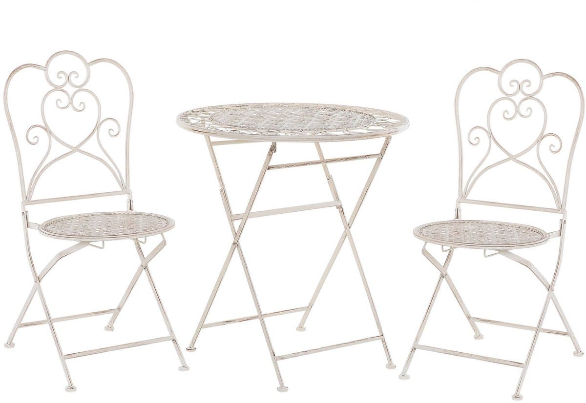 beliani trieste bistroset voor 2 lichtbeige ijzer