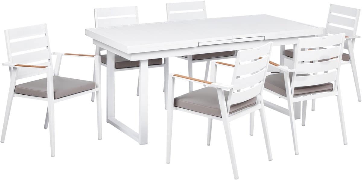 beliani valcanetto/taviano tuinset voor 6 grijs aluminium