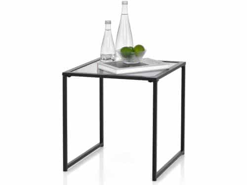 Bijzettafel Kleine Tuintafel Balkontafel met Tafelblad van Gehard Glas Koffietafel