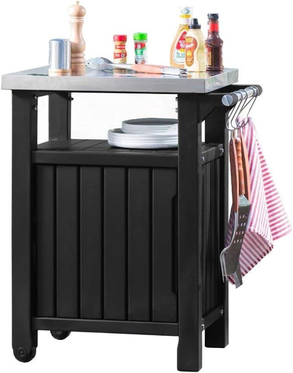 bijzettafel met deur opbergtafel buitenruimte weerbestendig kunststof