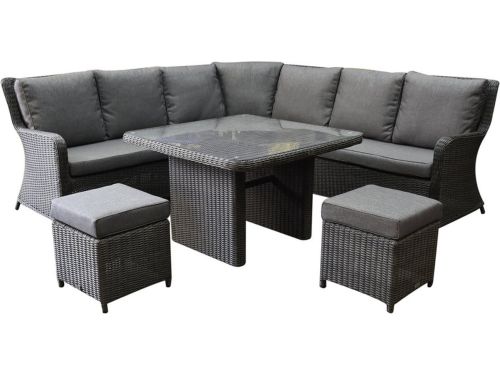 Bilbao premium dining hoek loungeset 6 delig antraciet wicker