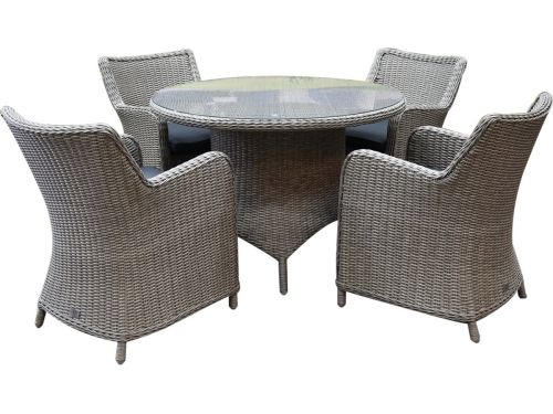 Bilbao Riccione dining tuinset 110 cm rond 5-delig grijs